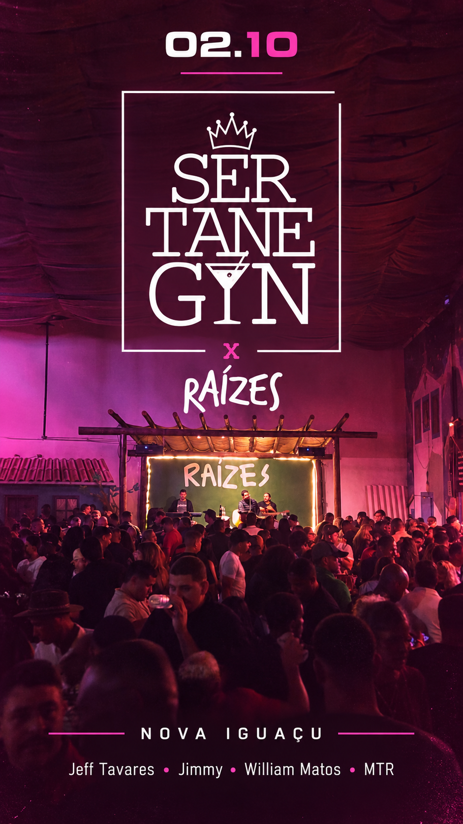 Flyer oficial SertaneGIN x Raízes 02.10